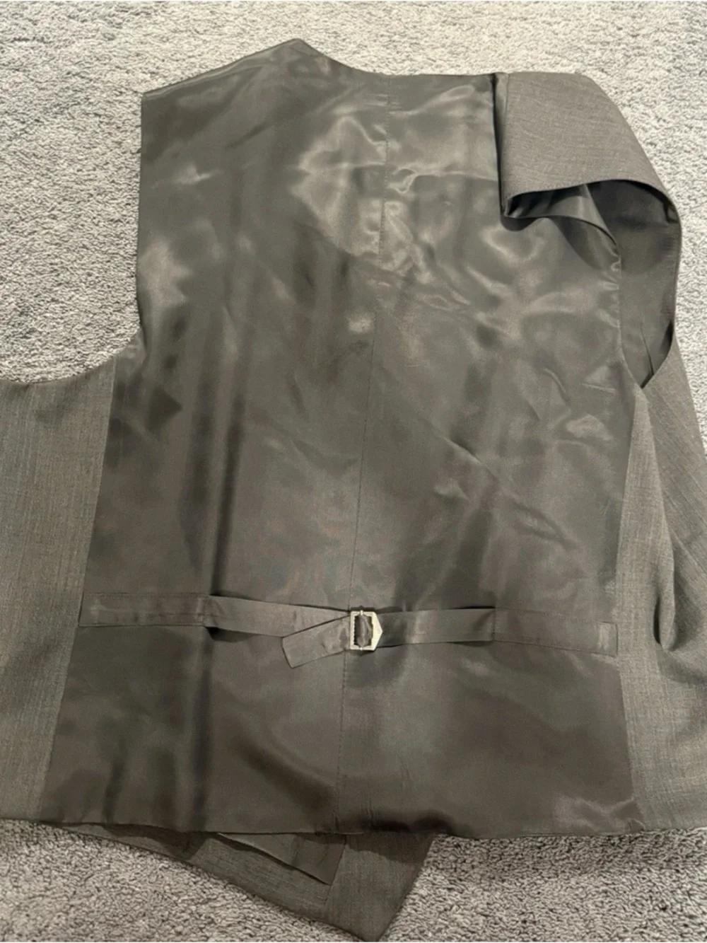 STAFFORD 2 Piece Super 100’s Wool Jacket and Vest Charcoal Striped Size 48S